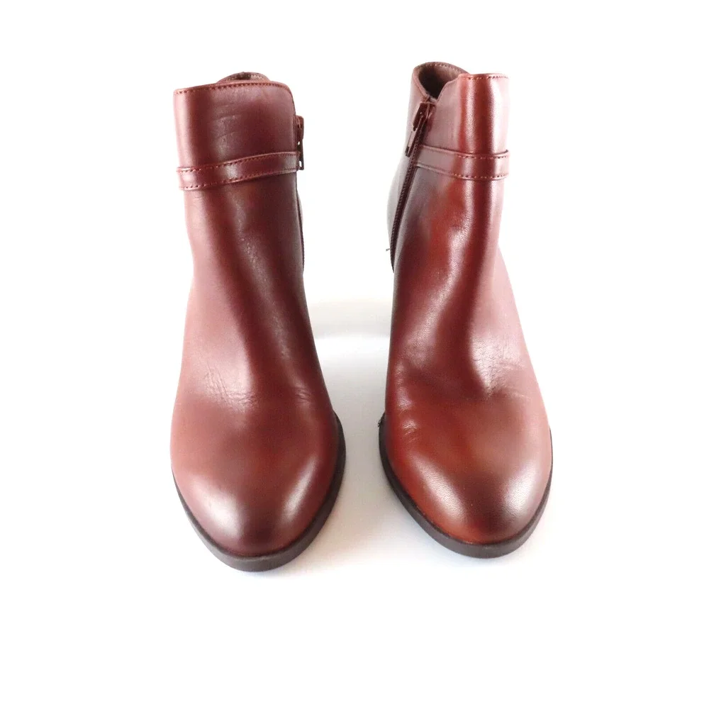 Alfani Nadenne Boots Womens 6 Brown Leather Step n Flex Ankle Preppy Equestrian